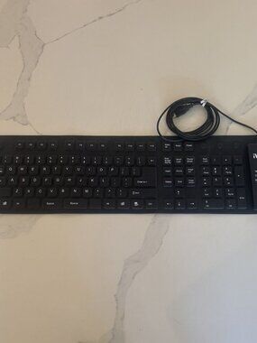 iWorld Flexible Silicone Keyboard Waterproof Black USB portable Travel Computer